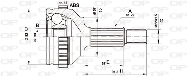 OPEN PARTS Шарнирный комплект, приводной вал CVJ5201.10